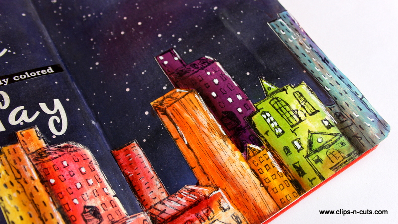 art journal night skyline