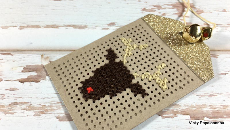 cross stitched gift tag