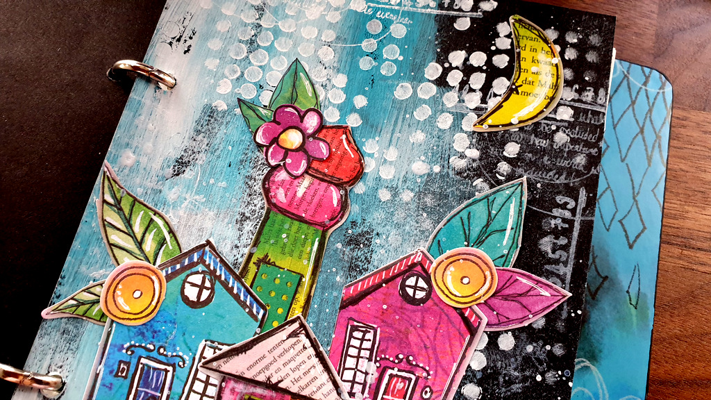 Art Journal page using Art By Marlene products ClipsnCuts